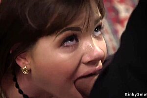 Babe in Bondage Fucked and Face Jizzed