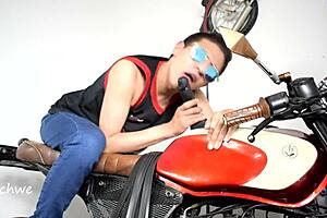 colombian gay moaning during anal sex on motorcycle