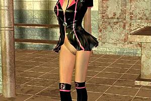 3D Nurse In Latex Heels Teases Patient