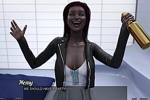 stranded in space, going down on a married black milf bride in this wild game