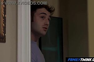 FamilyTwink - Gay Stepdad and Son Seduce Delivery Guy