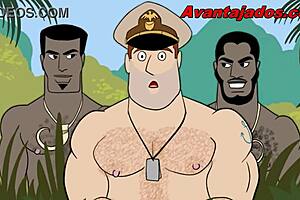 Gay cartoons and comics feature military themes