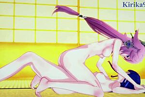 shenhe, lumine, miko yae, raiden shogun clash in wild futanari action