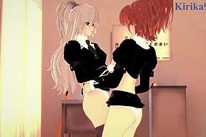 Shizuma Hanazono和Nagisa Aoi在Strawberry Panic hentai中分享深厚情感的激烈女同玩耍