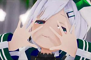 Amane Kanata's dark green outfit and creampie scenes in 3D