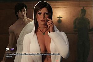 3D adult game with Lara Croft getting a happy ending
