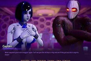 3D hentai with a hot robot slut in space in Subverse episode 1