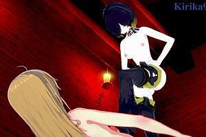 Phara, Leiur, and Kaede Kagayama in intense futanari sex.