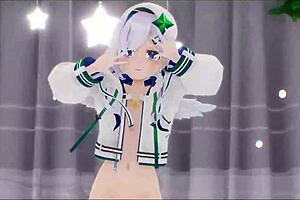 Amane Kanata's dark green outfit and creampie scenes in 3D