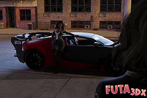 hey, check this redhead babe getting slammed by futa cock hard