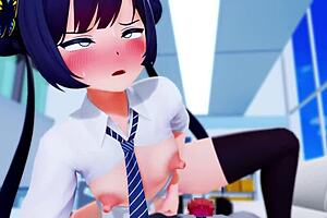 Kisaki Handjob In 3D Cartoon Anime Hentai