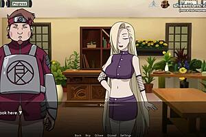 In Naruto anime hentai game part 7, kunoichi trainer Ino Yamanaka sucks dick and gets her tight little pussy creampied.