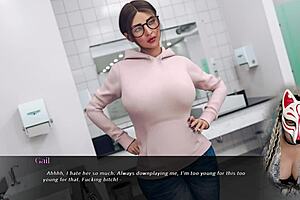 Man, I’m obsessed with this sexy secretary’s huge boobs, damn hot fox!