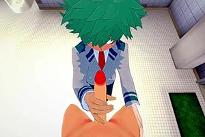 My hero academia yaoi - midoriya handjob and fucked by bakugou in the bathroom