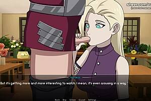 In Naruto anime hentai game part 7, kunoichi trainer Ino Yamanaka sucks dick and gets her tight little pussy creampied.