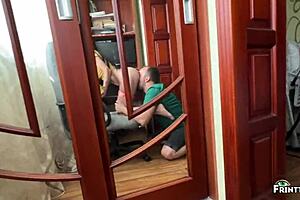 Stepson helps stepmom with computer after hot anal sex