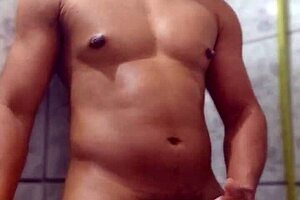 Fucking Hot In The Bathroom With Gay Masturbation And Fetish BDSM Elements.