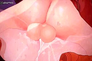 Megumin和Aqua在3D动漫中进行扶她性爱，大鸡巴和大屁股