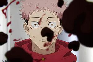 itadori and mahito in skyfall, best quality hentai action.