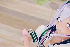 Amane Kanata's dark green outfit and creampie scenes in 3D