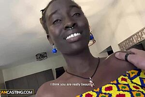 Gorgeous African model feels tricked into hardcore sex during bikini photoshoot.