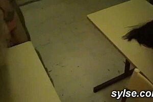 Young guy hooks up with milf on the train, leading to a classroom gangbang with two teachers