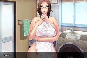 anime housewife shizuka gives blowjob in doggystyle creampie scene