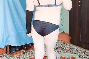 Big Ass Sexy White Boy Crossdresser Sissy Kitty Dancing in Cowgirl Style