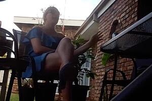 Stepmom's Upskirt Moment with Dildo Play