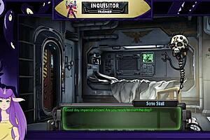 i'm training this muscular bodybuilder with dildo in warhammer 40k anime