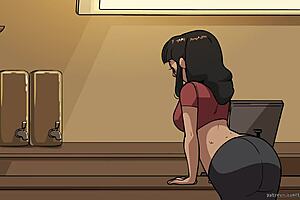 bombshell barista bound in public outdoor bondage anime hentai