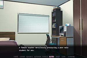 School teacher Ayako in hot lingerie in a porn game