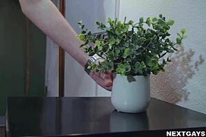 Two hot guys, Tony the genius and Trevor Harris, having sex at work