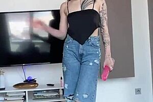 Behind the Scenes with Tattooed Teen in Lingerie - Vertical POV