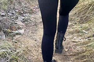 Found my friend's wife in the woods for some anal fun