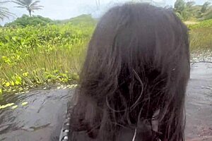 Nudist Beach Fun with Hot Brunette Teens in Wild Action