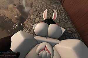 Cartoon bunny gets rough and tumble masturbation scene