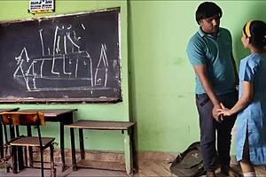 Uniformed Indian students caught in the act in the classroom