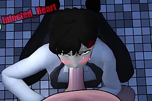 kobeni's sloppy pov blowjob with deepthroat and swallow in anime loop