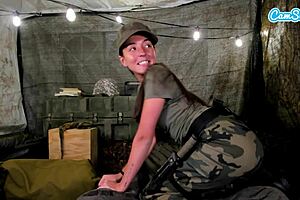 Horny soldier masturbates on live cam in uniform