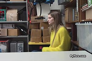 Damn, big tit Russian shoplifter got caught and screwed hard in the backroom without mercy!