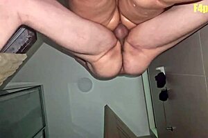 This 18yo latina teen cheats with neighbor's cock in bathroom anal, moaning loudly