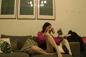 Skinny girlfriend strips for solo porn audition with glee