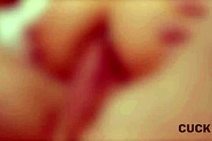 A beautiful blonde gets a deepthroat facial in a cuckolding scene