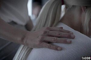 A foster couple brings home a shy blonde teenager and have sex with her