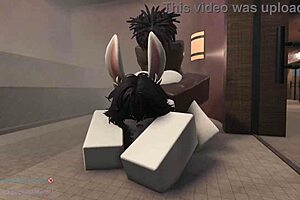 bunny girl bounces hard in rough sex getting creampied