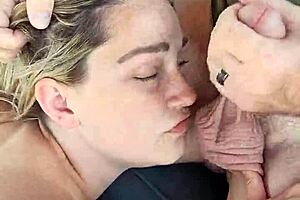 i closeup dirty talkin blonde hotwife givin blowjob and gettin facial on my small tits