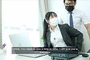 office manager seduces staff with her tight ass