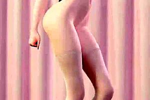 takao rips clothes in 3d striptease, revealing tits and pussy