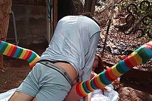 Latina Friend Uses Dildo on Pussy in Public Outdoor Solo Sex